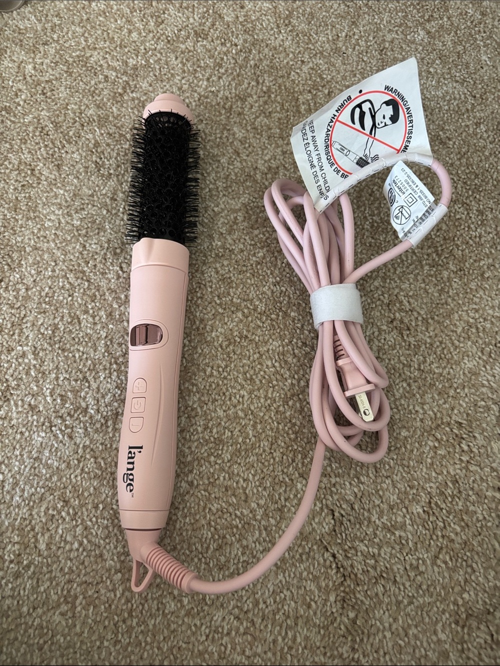 Lange Pink Round Hot Air Styling Brush with Black Bristles. Used once!